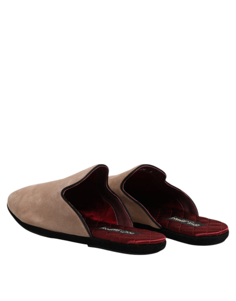 Dolce & Gabbana Beige Capra Suede Slides - Luxury Footwear