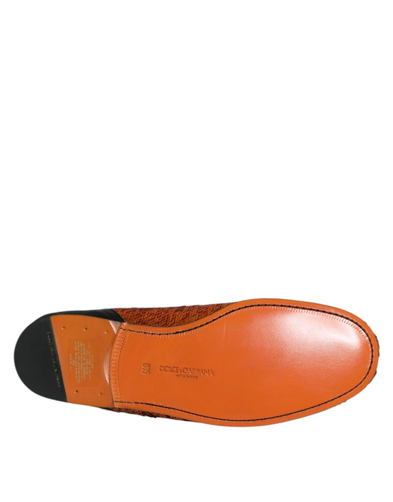 Dolce & Gabbana Orange Sequin Embellished Loafers for Men