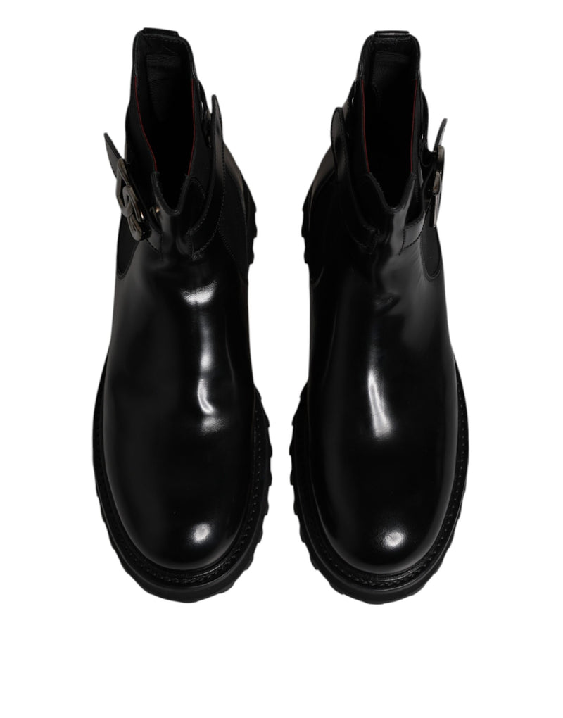 Dolce & Gabbana Black Belted DG Logo Men Chelsea Boots