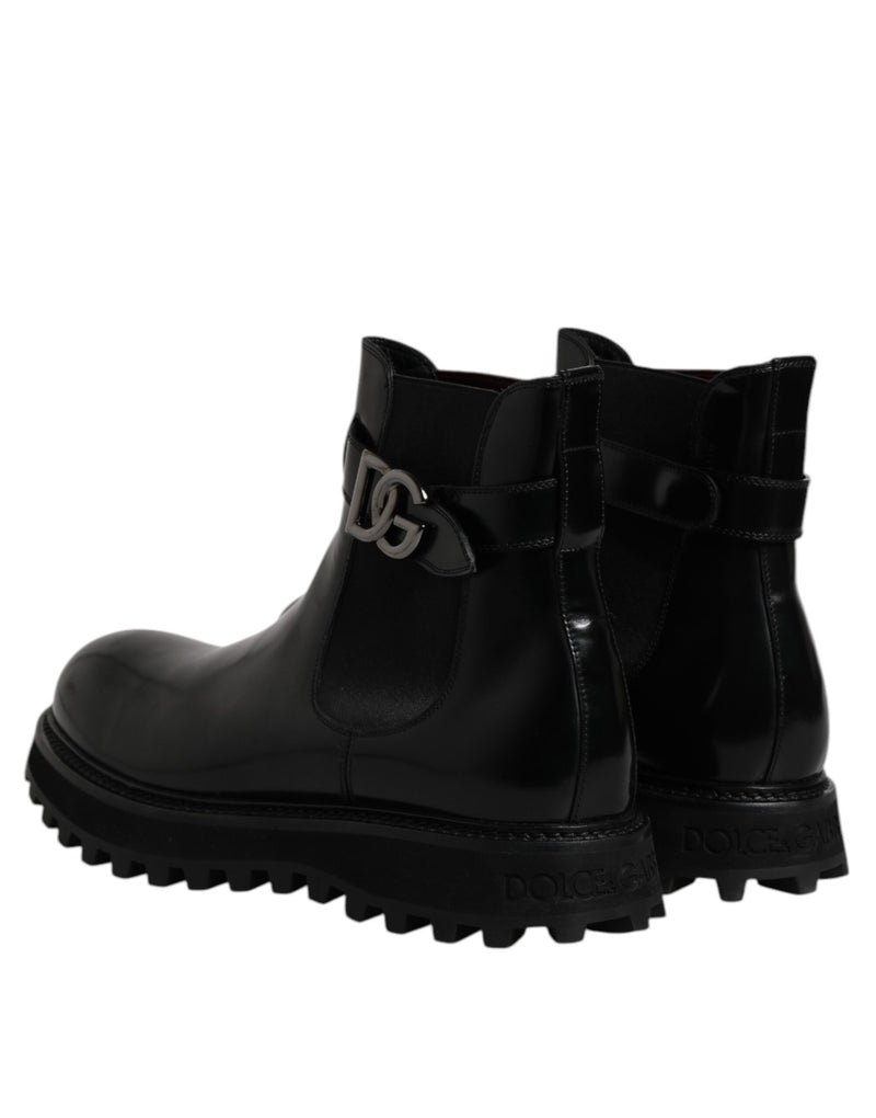 Dolce & Gabbana Black Belted DG Logo Men Chelsea Boots