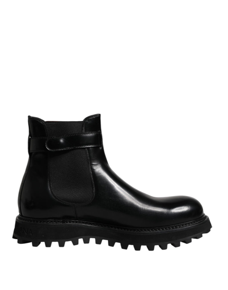 Dolce & Gabbana Black Belted DG Logo Men Chelsea Boots