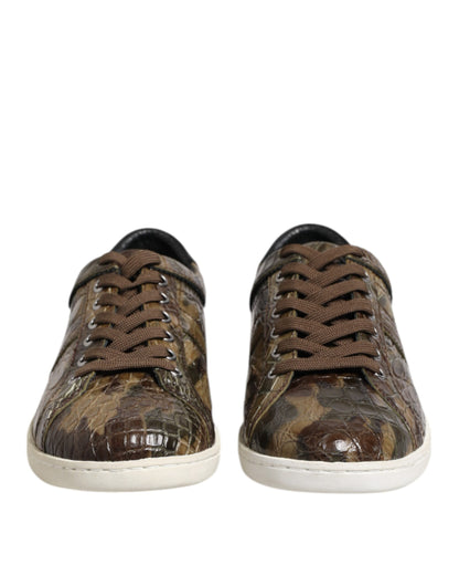 Dolce & Gabbana Brown Exotic Leather Low Top Sneakers Shoes
