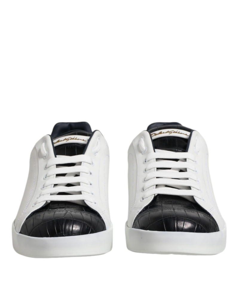 Dolce & Gabbana Portofino Sneakers - Luxe Cuir Noir & Blanc