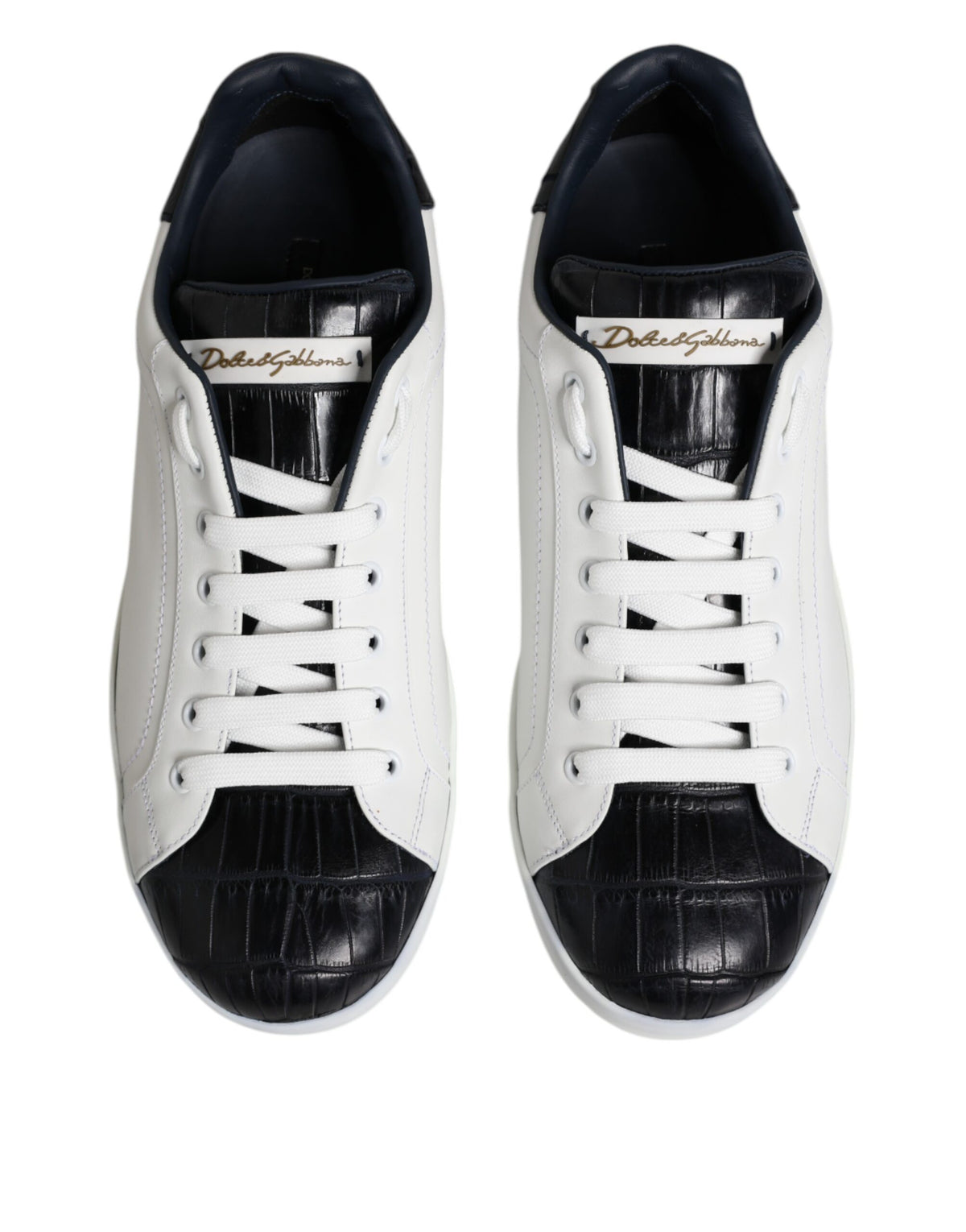 Dolce & Gabbana Portofino Sneakers - Luxe Cuir Noir & Blanc