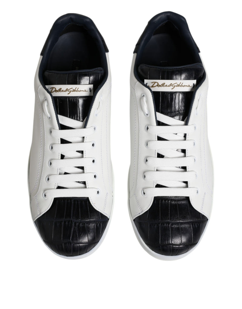 Dolce & Gabbana Portofino Sneakers - Luxe Cuir Noir & Blanc