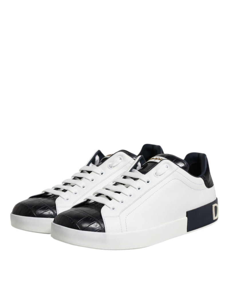 Dolce & Gabbana Portofino Sneakers - Luxe Cuir Noir & Blanc