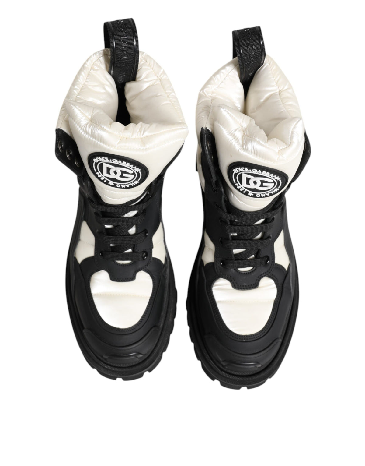 Dolce & Gabbana Bottines Courtes Lacées Noir et Blanc