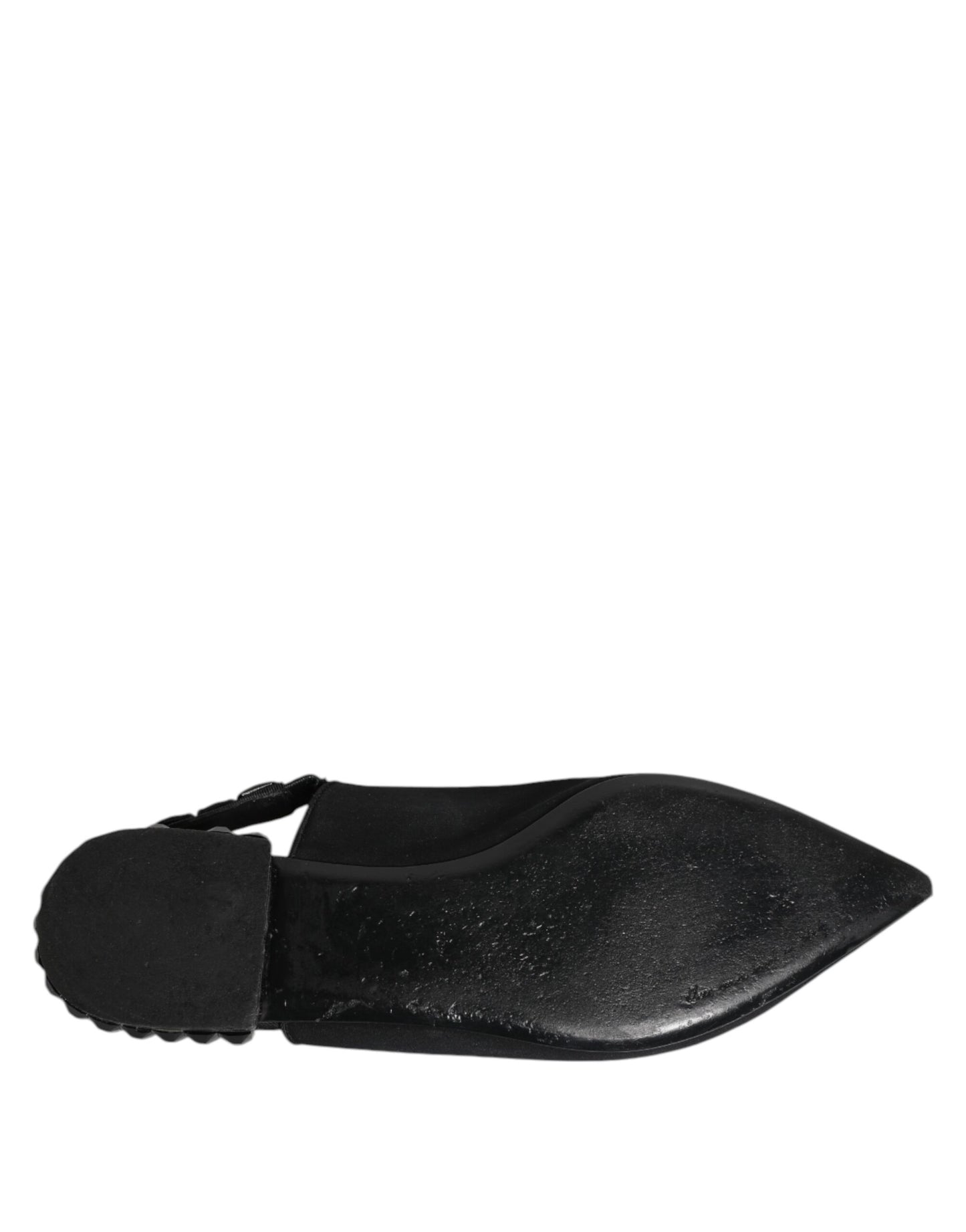 Dolce & Gabbana Black Crystal Charmeuse Slingback Shoes