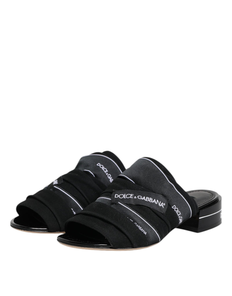 Dolce & Gabbana Black Slides Slip On Sandals - Luxurious Comfort