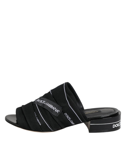 Dolce & Gabbana Black Slides Slip On Sandals Shoes