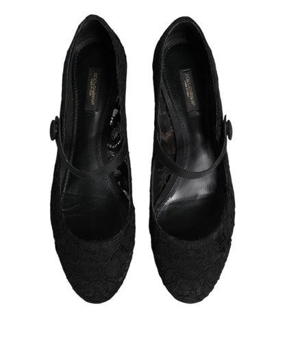 Dolce & Gabbana Black Vally Taormina Floral Lace Pumps Shoes