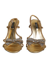 Dolce & Gabbana Gold Strass Ankle Strap Heels Sandals