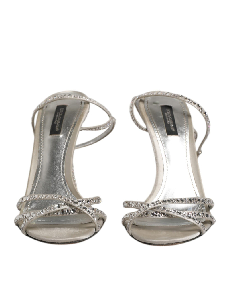 Dolce & Gabbana Silver Strass Ankle Strap KEIRA Sandals