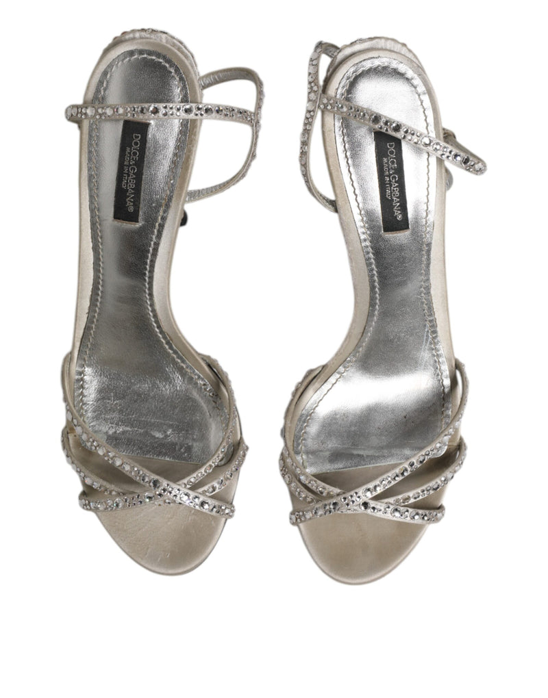 Dolce & Gabbana Silver Strass Ankle Strap KEIRA Sandals