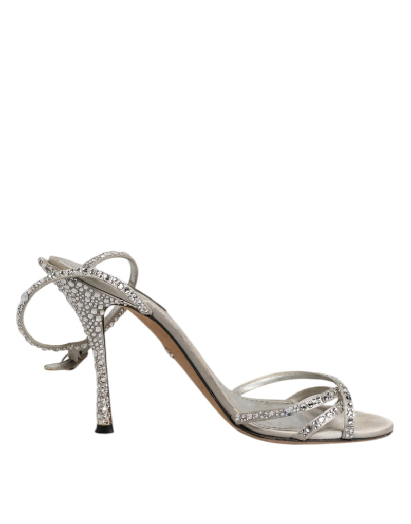 Dolce & Gabbana Silver Strass Ankle Strap KEIRA Sandals