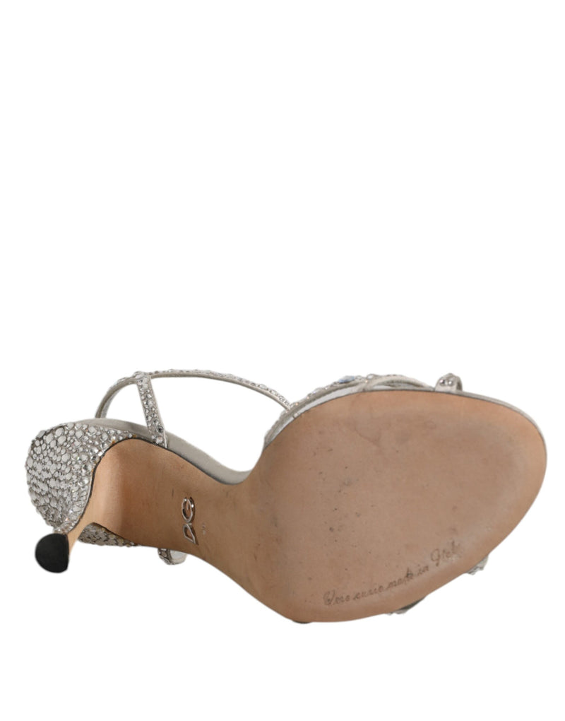 Dolce & Gabbana Silver Strass Ankle Strap KEIRA Sandals