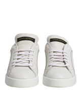 Dolce & Gabbana White Gold Leather Low Top Sneakers