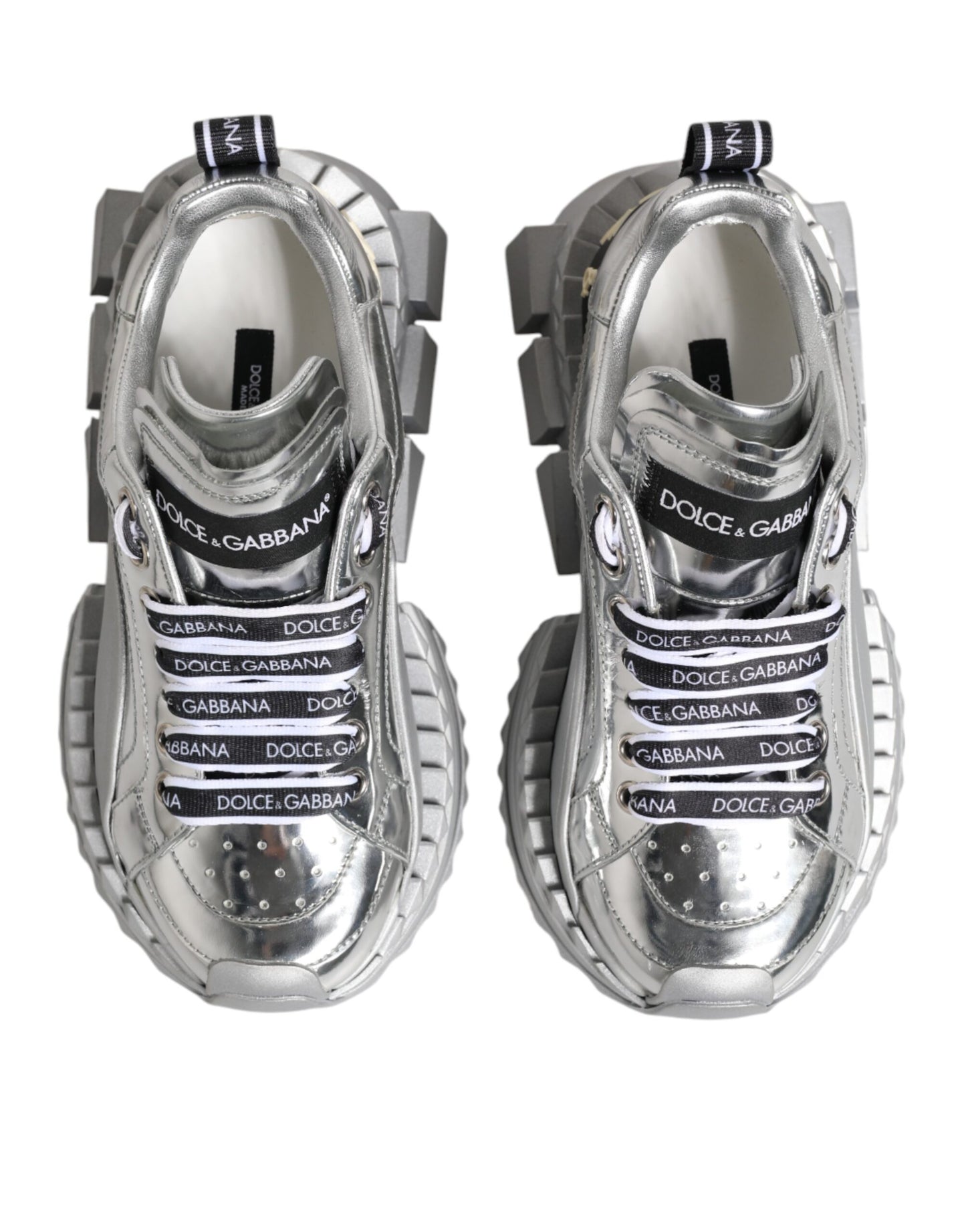 Dolce & Gabbana Silver Leather Super Queen Sneakers Shoes