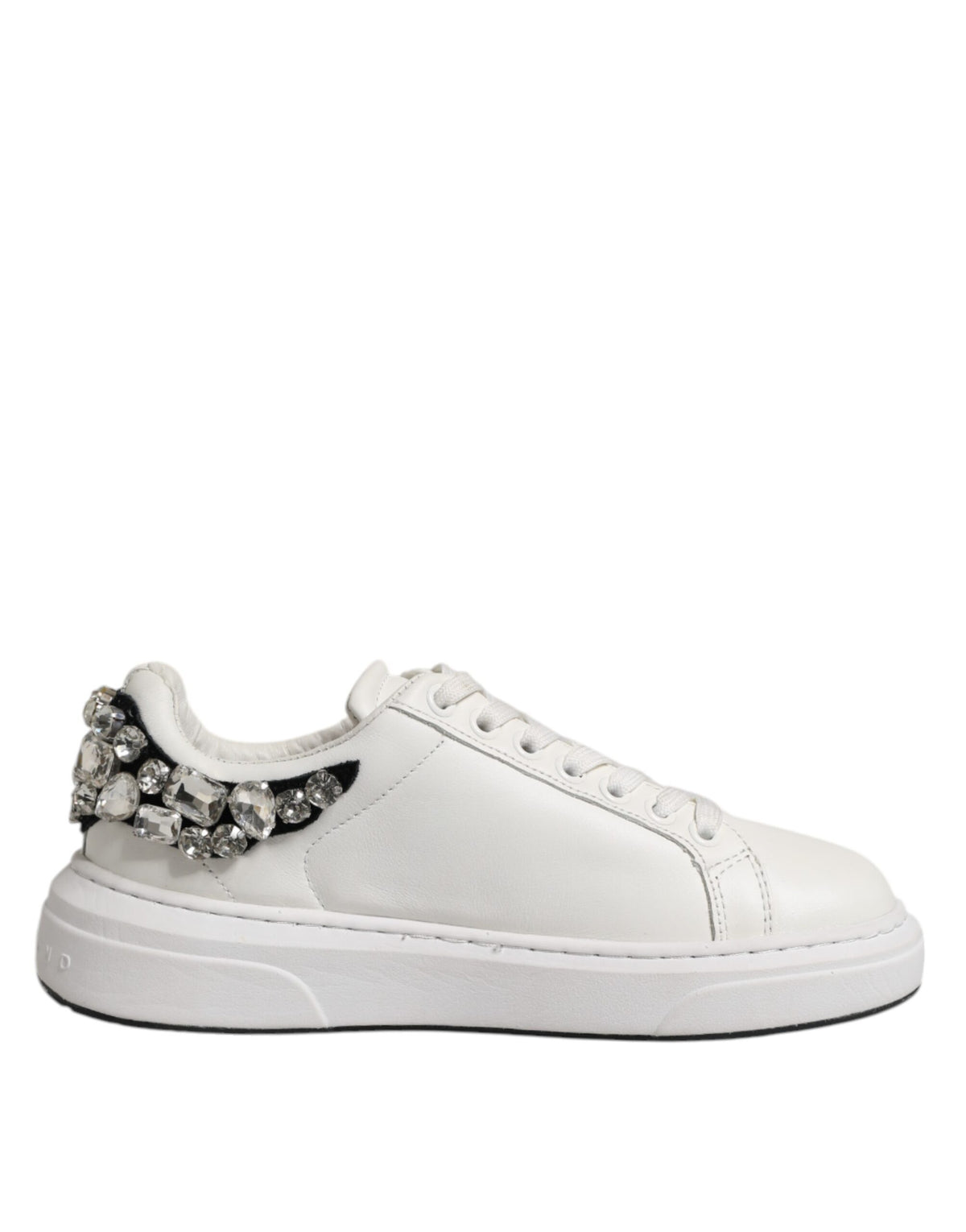 John Richmond White Rhinestone Embellished Low Top Sneakers