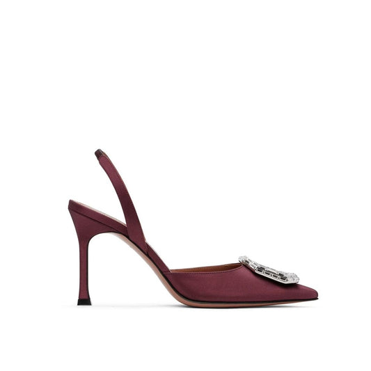 Escarpins en satin Amina Muaddi Camelia Sling 90