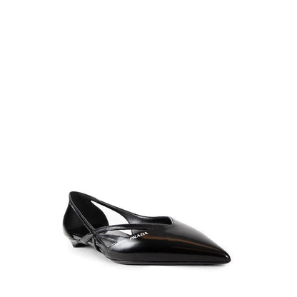 Prada Brushed Leather Cut-Out Ballerina Flats