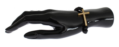 Bracelet Nialaya en argent 925 avec croix en or et onyx mat