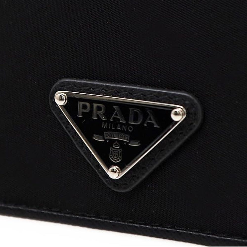 Porte-cartes Prada en nylon et cuir