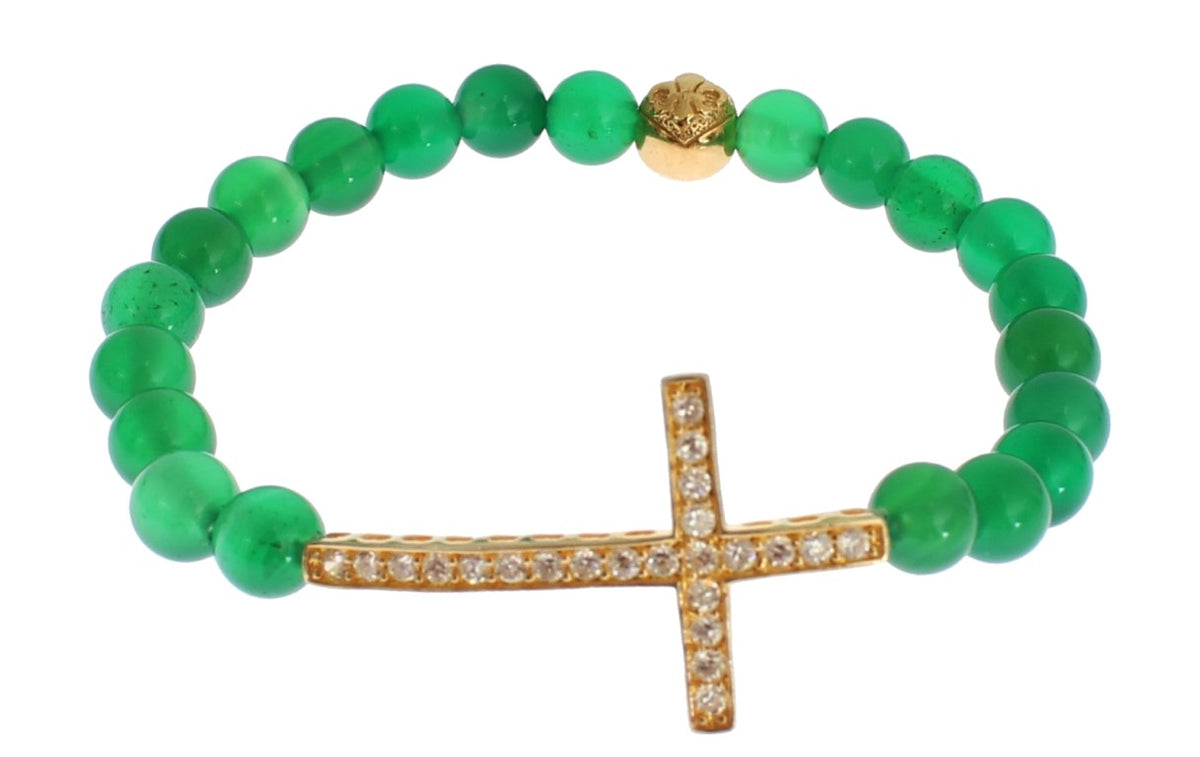 Bracelet Nialaya en argent 925 avec croix en or et zircone cubique