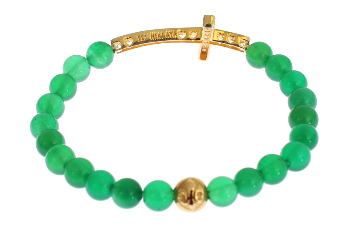 Bracelet Nialaya en argent 925 avec croix en or et zircone cubique
