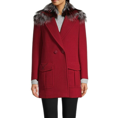 Manteau en laine avec col en fourrure Fendi