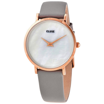 Cluse Grijs Leren Horloge