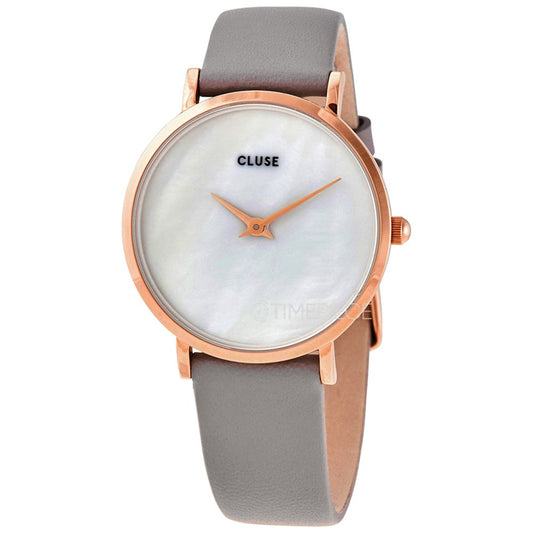 Cluse Grijs Leren Horloge