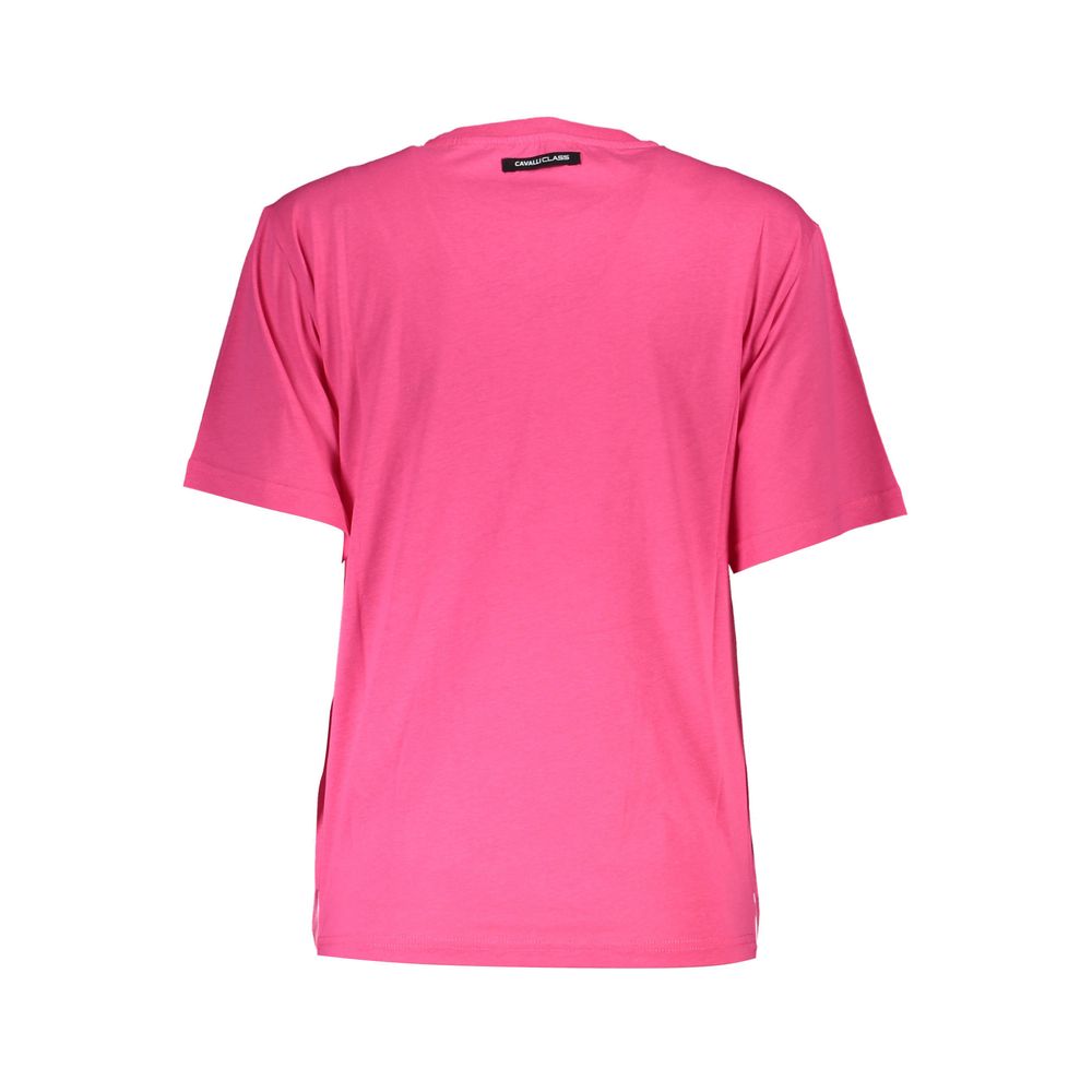 T-shirt femme en coton rose Cavalli Class