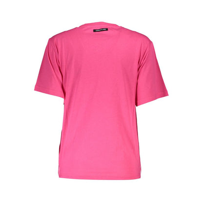 T-shirt femme en coton rose Cavalli Class