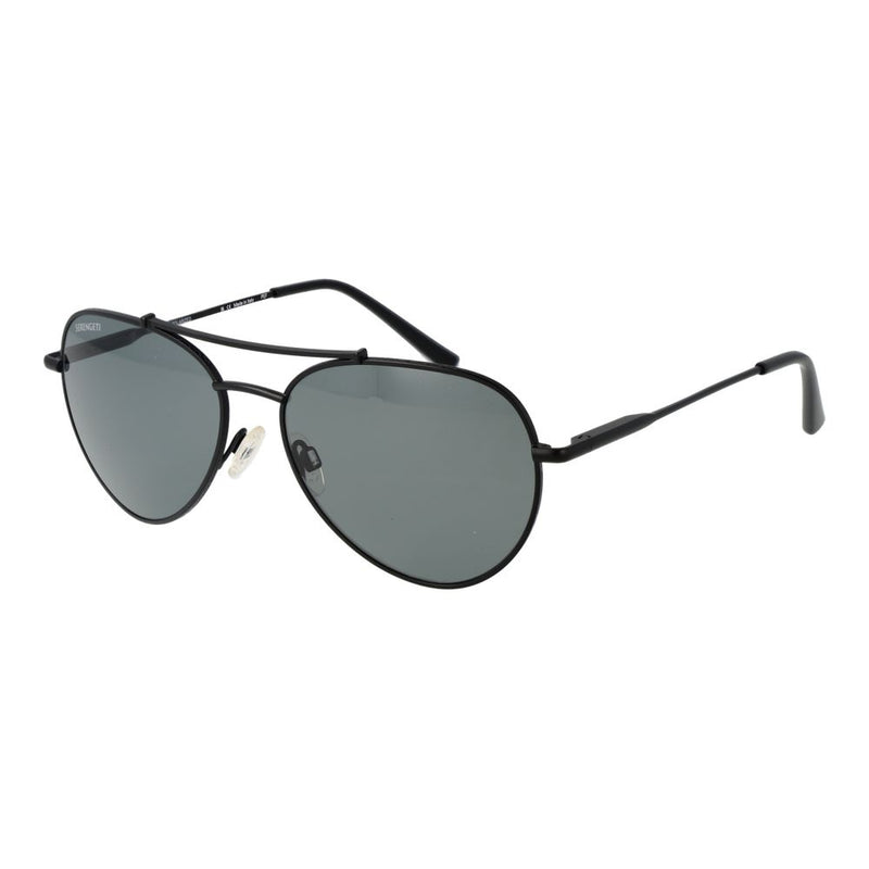 Serengeti Black Unisex Polarized Aviator Sunglasses
