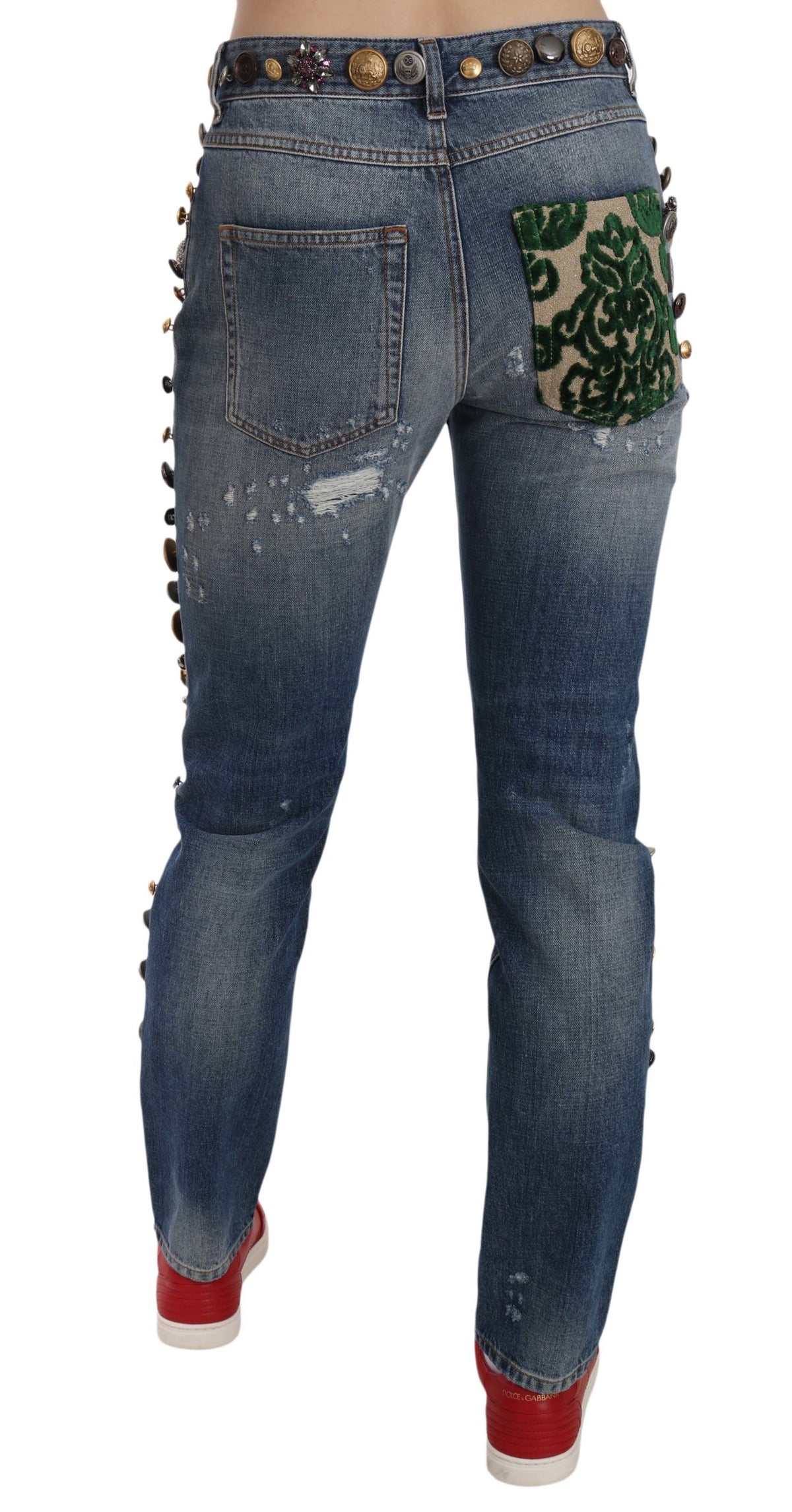 Pantalons en jean Dolce &amp; Gabbana en jean délavé ornés de boutons