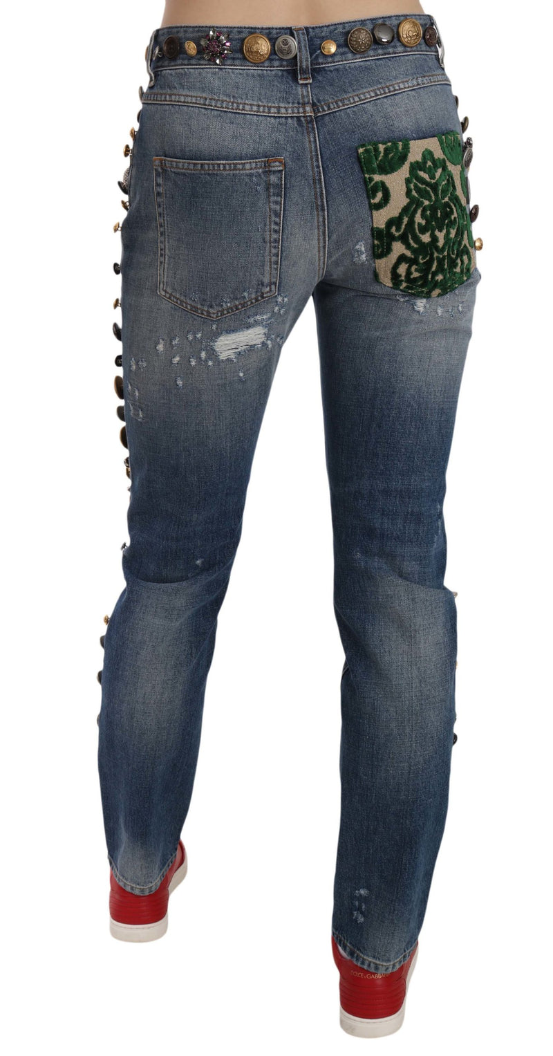 Pantalons en jean Dolce &amp; Gabbana en jean délavé ornés de boutons