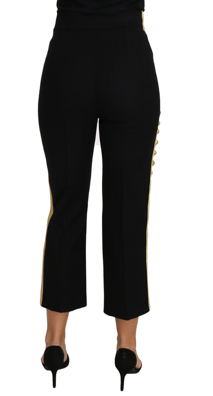 Pantalon habillé noir et or à embellissements militaires Dolce & Gabbana