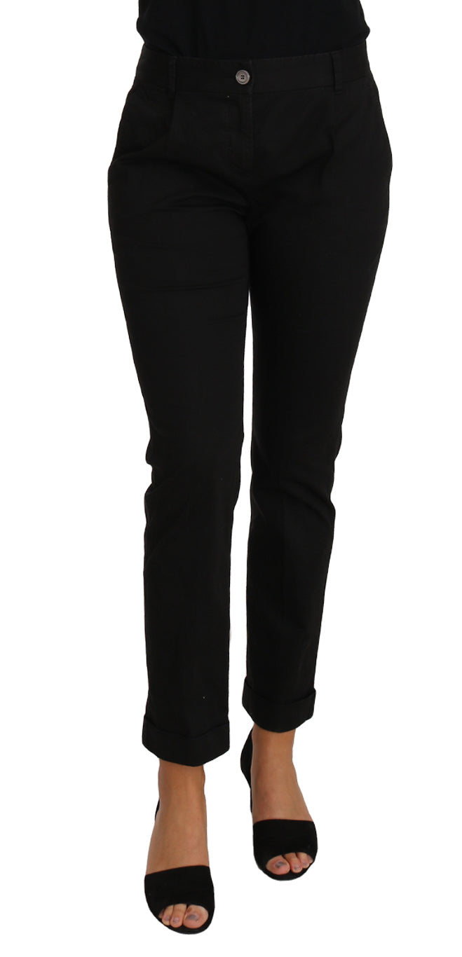 Pantalon droit noir taille courte Dolce &amp; Gabbana