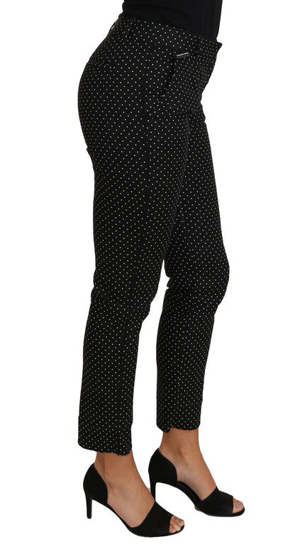 Pantalon droit court à pois noirs Dolce & Gabbana