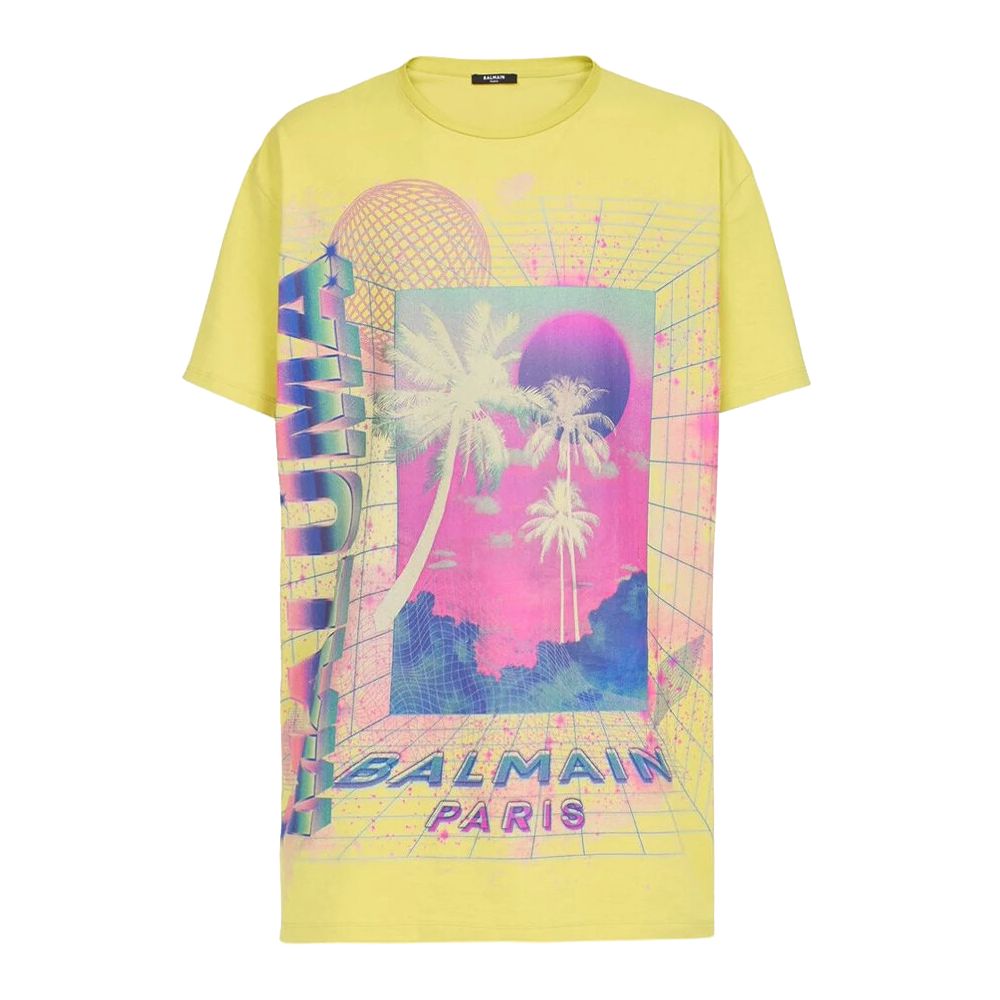 Geel katoenen T-shirt van Balmain