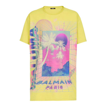 Geel katoenen T-shirt van Balmain