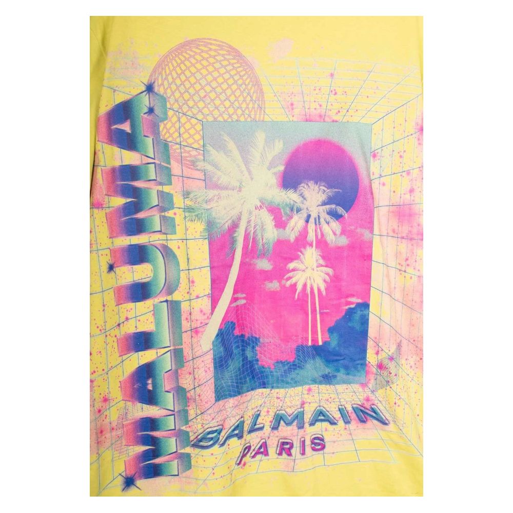 Geel katoenen T-shirt van Balmain