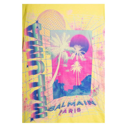 Geel katoenen T-shirt van Balmain