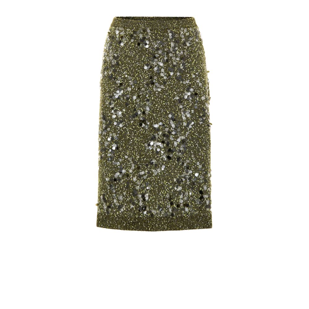 Gucci Green Viscose Skirt - Military Green Sequined Knit Design