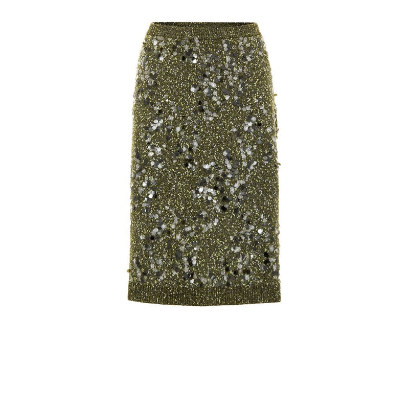 Jupe en Viscose Verte Gucci - Design Tricoté à Sequins Militaire