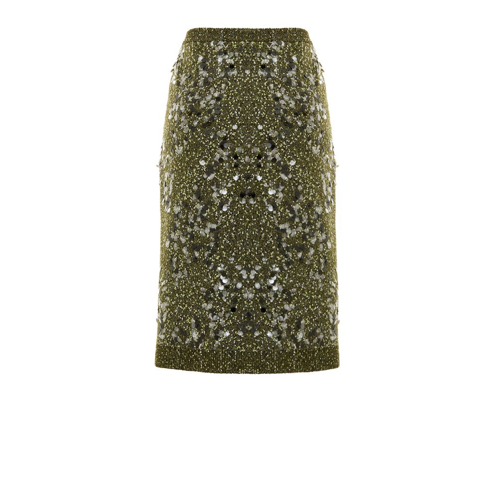 Gucci Green Viscose Skirt - Military Green Sequined Knit Design
