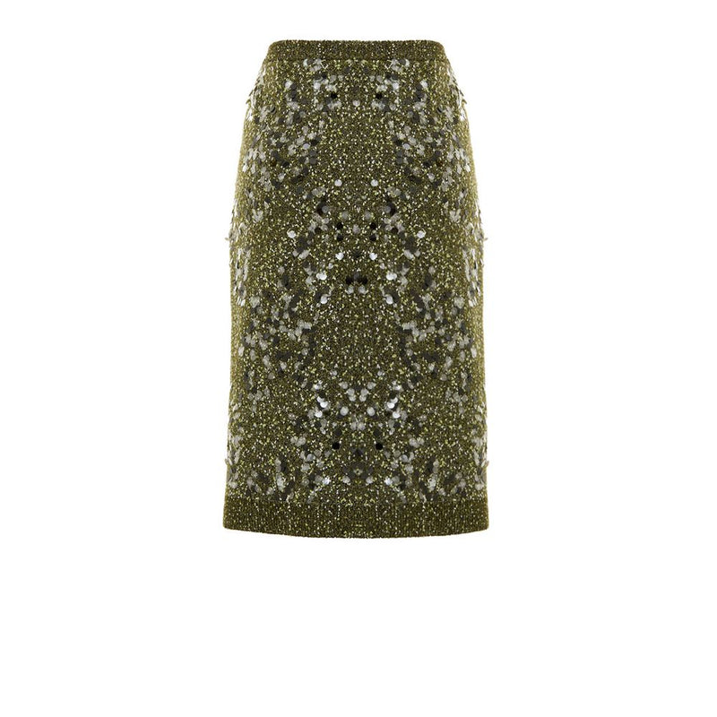 Jupe en Viscose Verte Gucci - Design Tricoté à Sequins Militaire