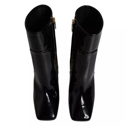 Dolce & Gabbana Black Jackie Leather Mid Calf Boots Shoes