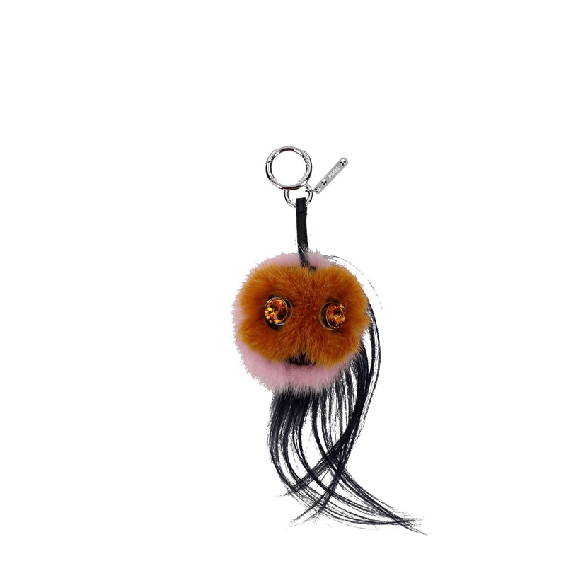 Fendi Brown Fur Keychain with Rhinestones - Luxurious Accessory
